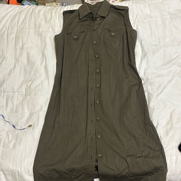 Dresses | Green Soldier Color Dress Open At Front Can Be Used Open As A ...